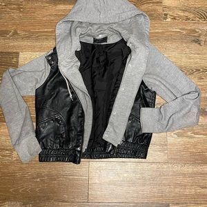 Leather Jacket with Removal Hoodie